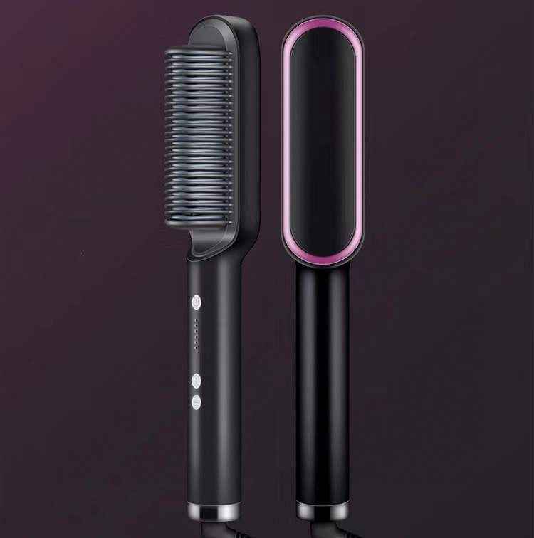 New 2 In 1 Hair Straightener Hot Comb Negative Ion Curling Tong Dual-purpose Electric Hair Brush