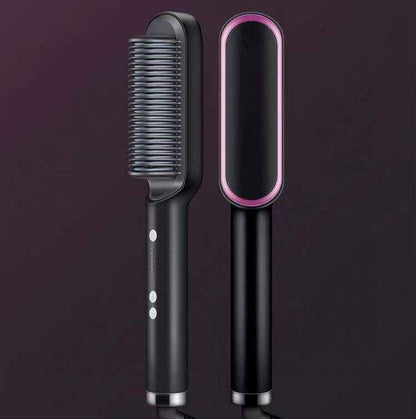 New 2 In 1 Hair Straightener Hot Comb Negative Ion Curling Tong Dual-purpose Electric Hair Brush