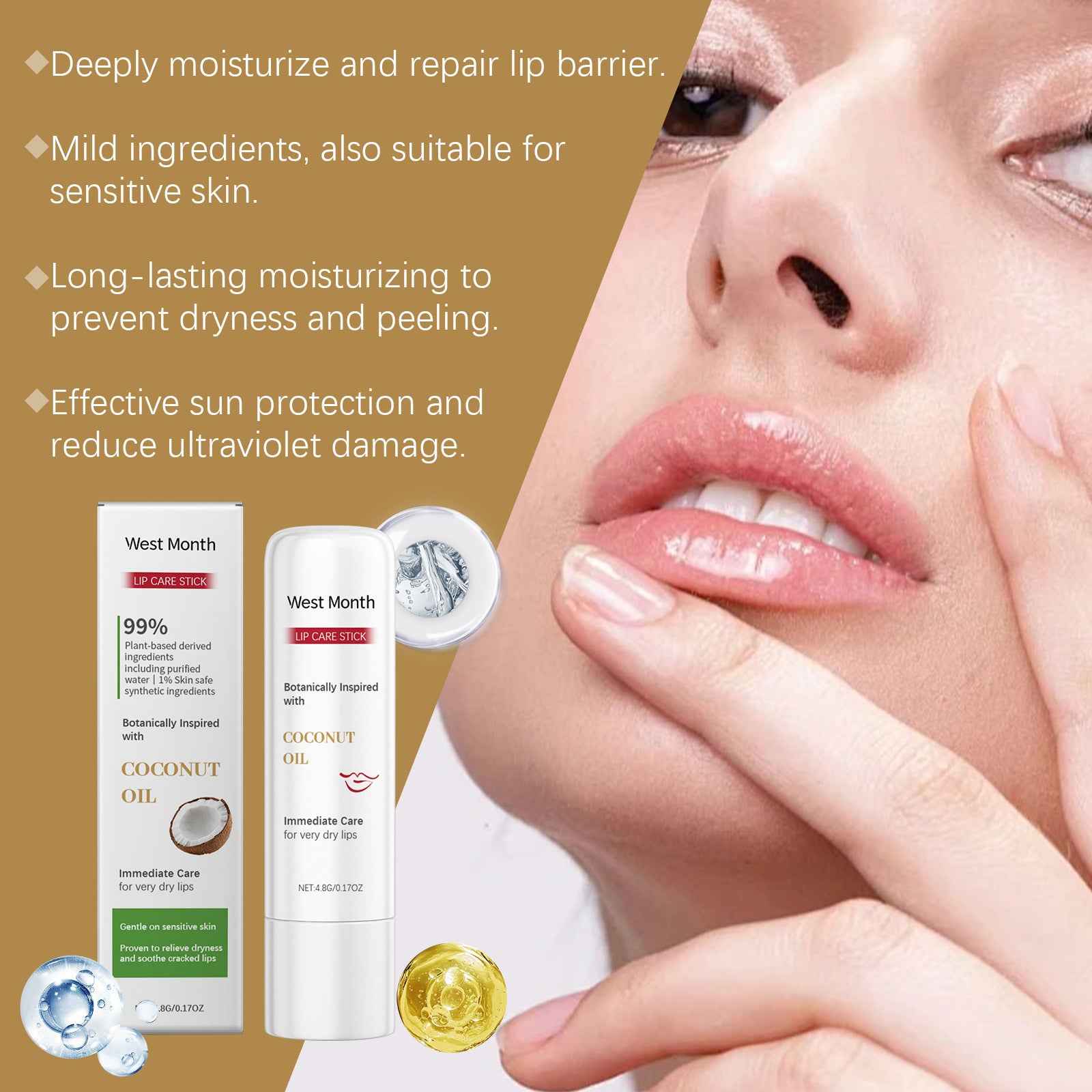 Moisturizing Lip Balm with Coconut Oil and Shea Butter for Soft, Hydrated Lips