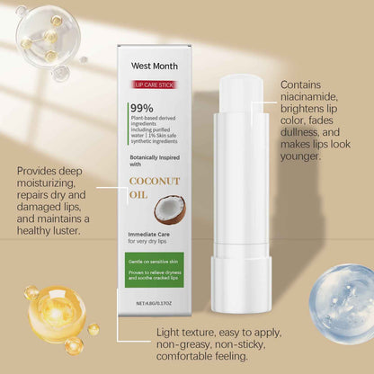 Moisturizing Lip Balm with Coconut Oil and Shea Butter for Soft, Hydrated Lips