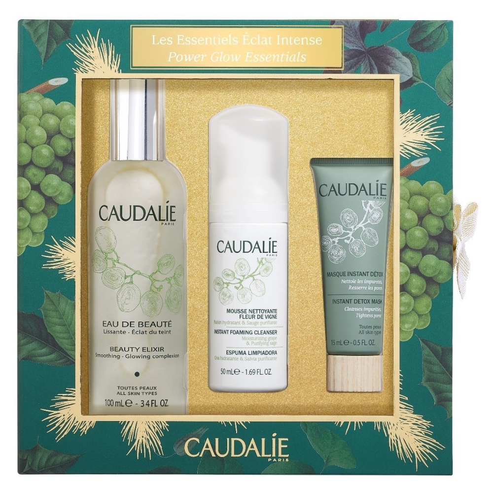 CAUDALIE - Power Glow Essentials - Beauty Elixir, Instant Foaming Cleanser, Instant Detox Mask - 100 ML, 50 ML, 15 ML sparklus23