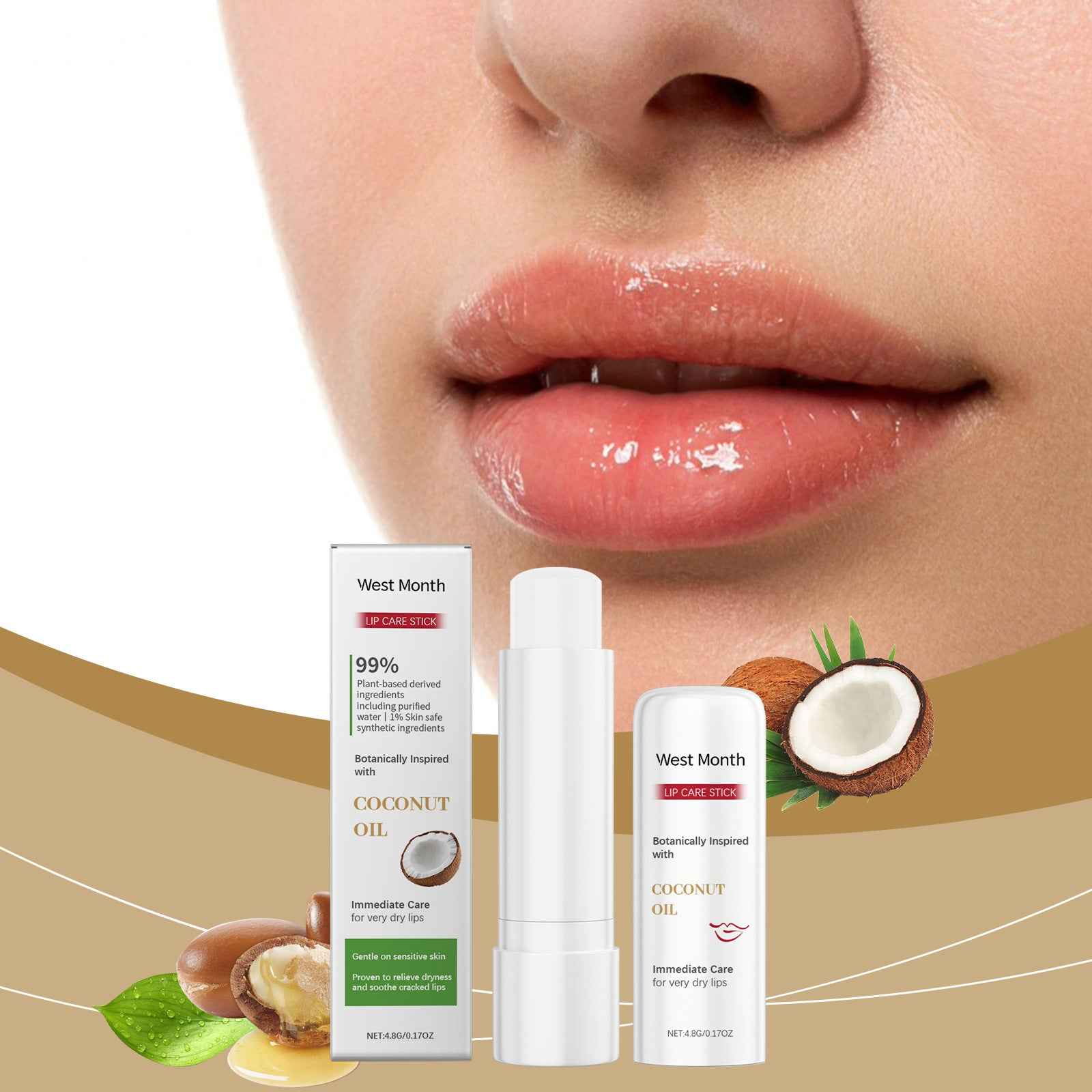Moisturizing Lip Balm with Coconut Oil and Shea Butter for Soft, Hydrated Lips