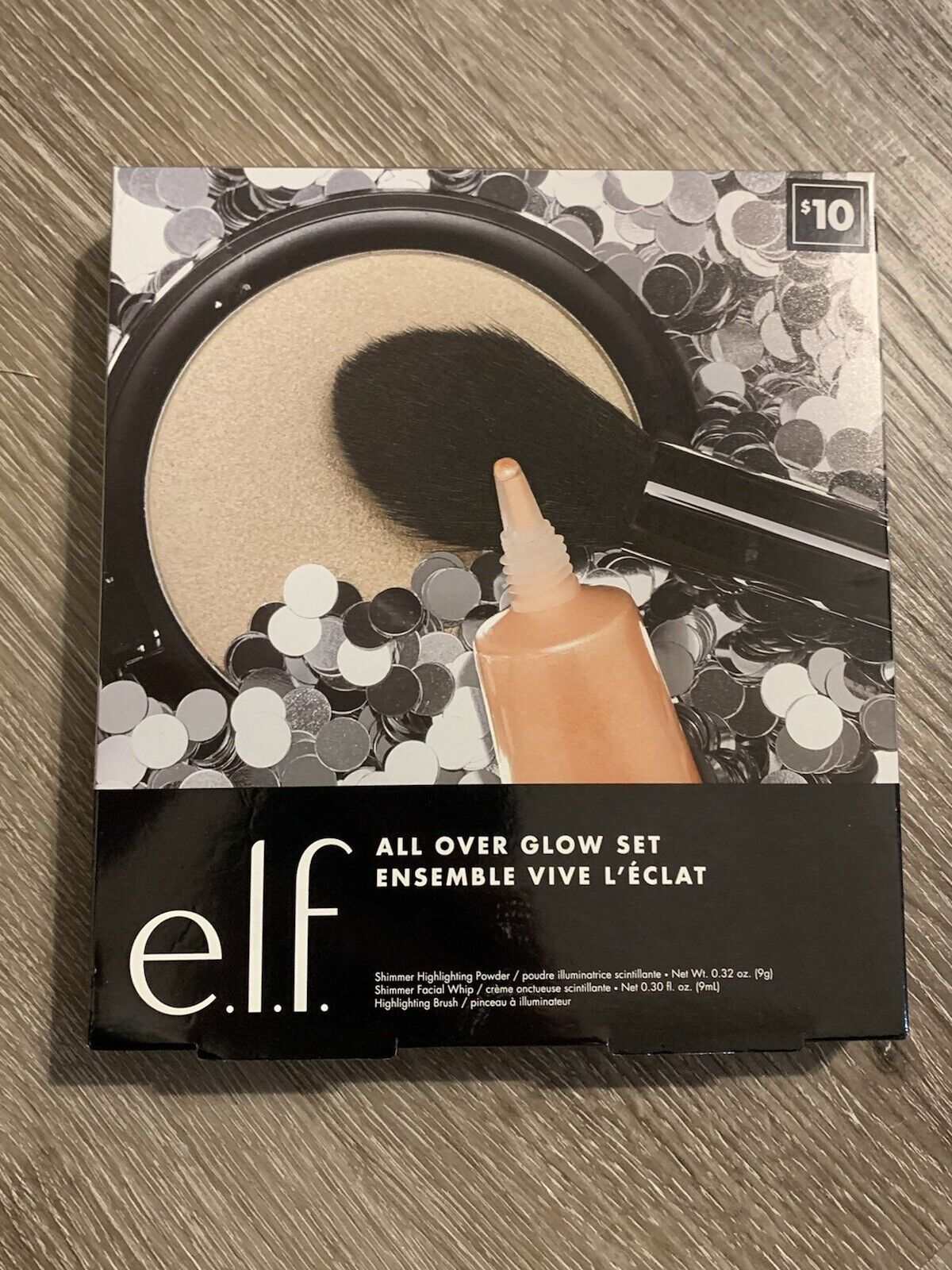 ELF - All Over Glow Set - Shimmer Highlighting Powder, Shimmer Facial Whip, Highlighting Brush - 9 G, 9 ML sparklus23